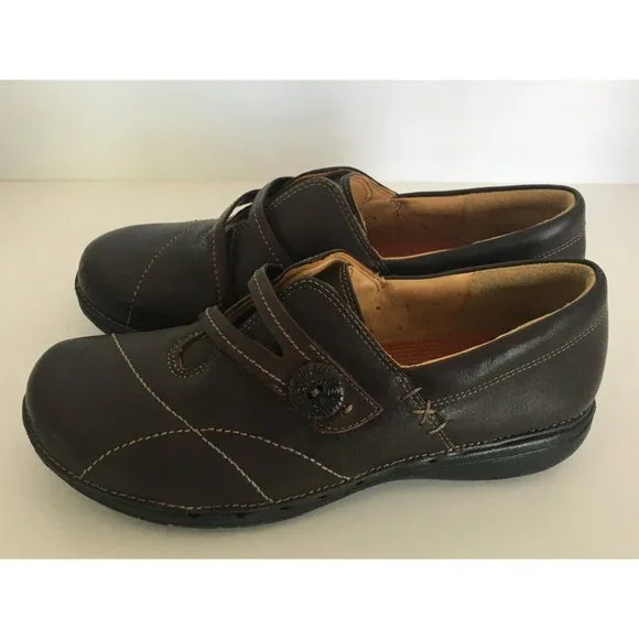 Clarks Unstructured Shoes Un Esma Slip On Loafers Dark Brown Womens 5.5 Comfort - Picture 9 of 12